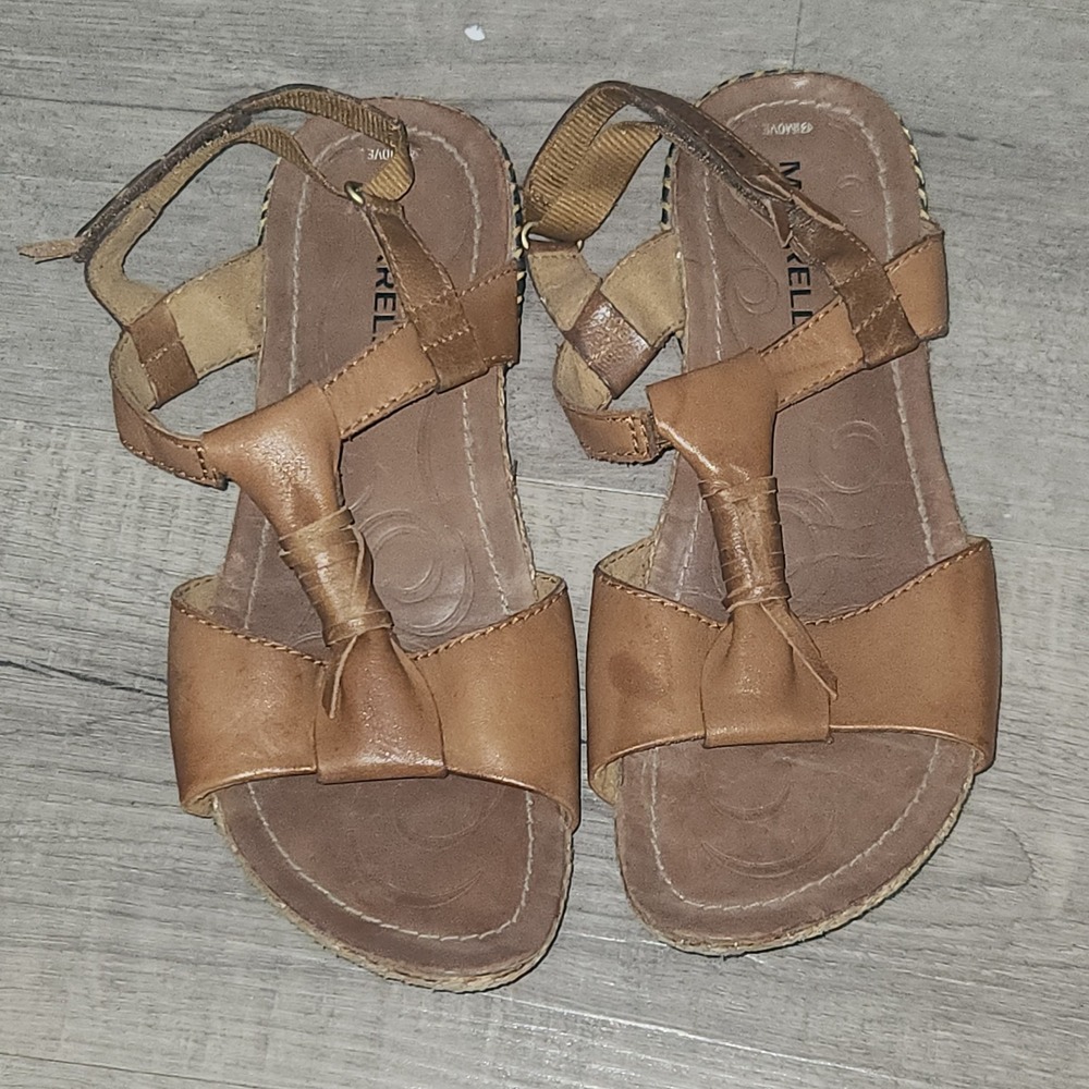 Merrell Tea Leaf Brown Leather Performance Sandals Womens 9 J61718 M-Select MOVE
